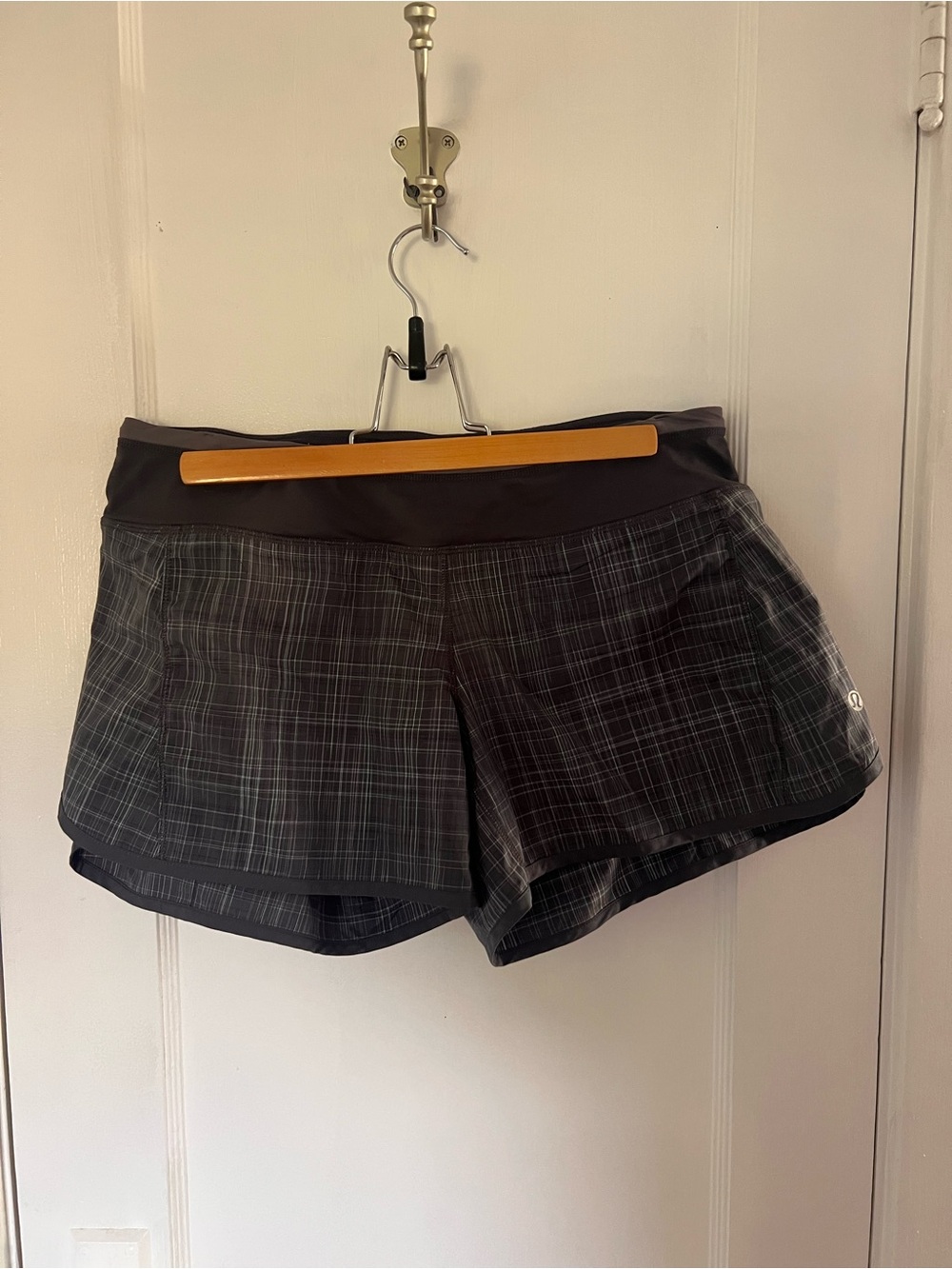 lululemon athletica Black and Gray Plaid Athletic Shorts